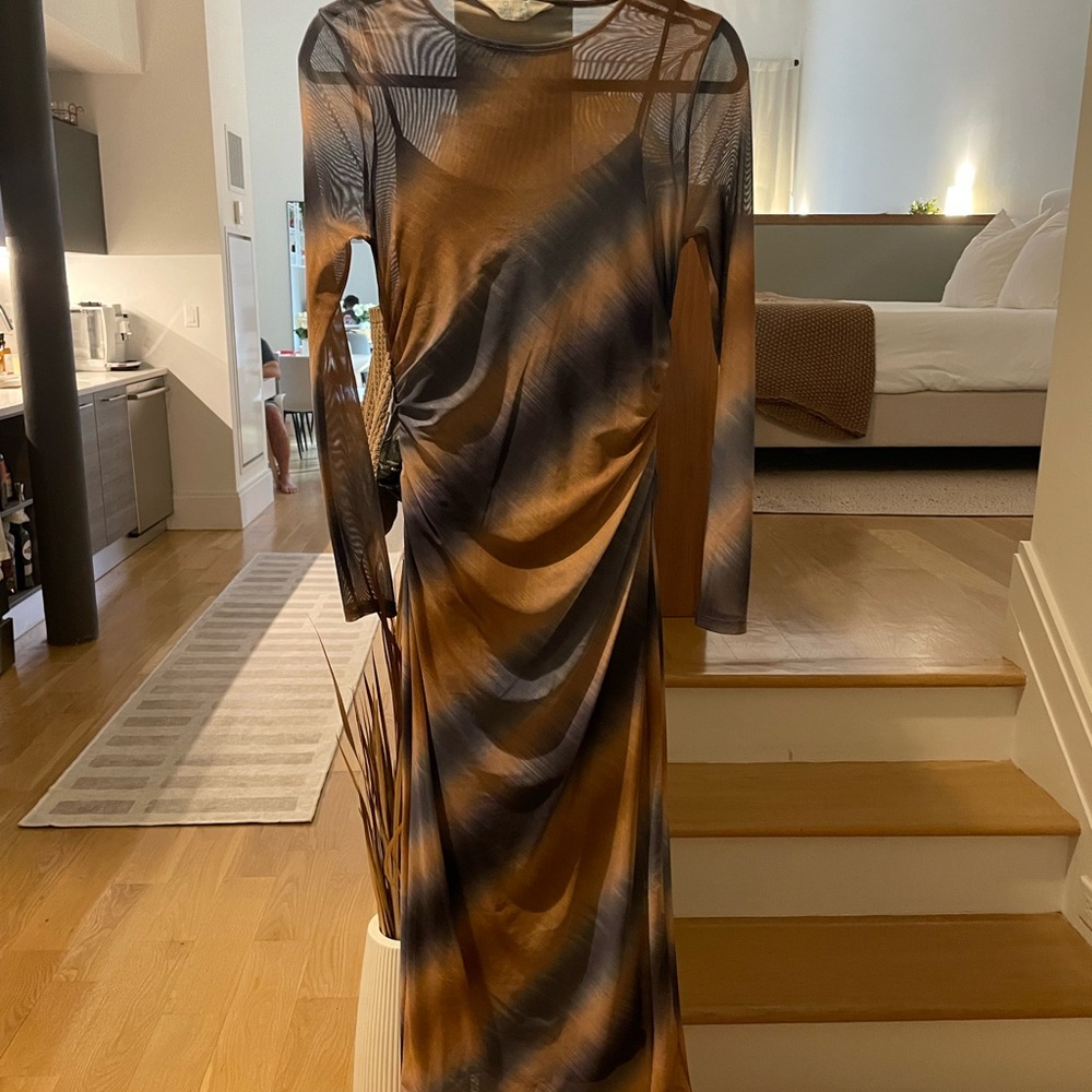 Primark Brown and Black Long Sleeve Dress